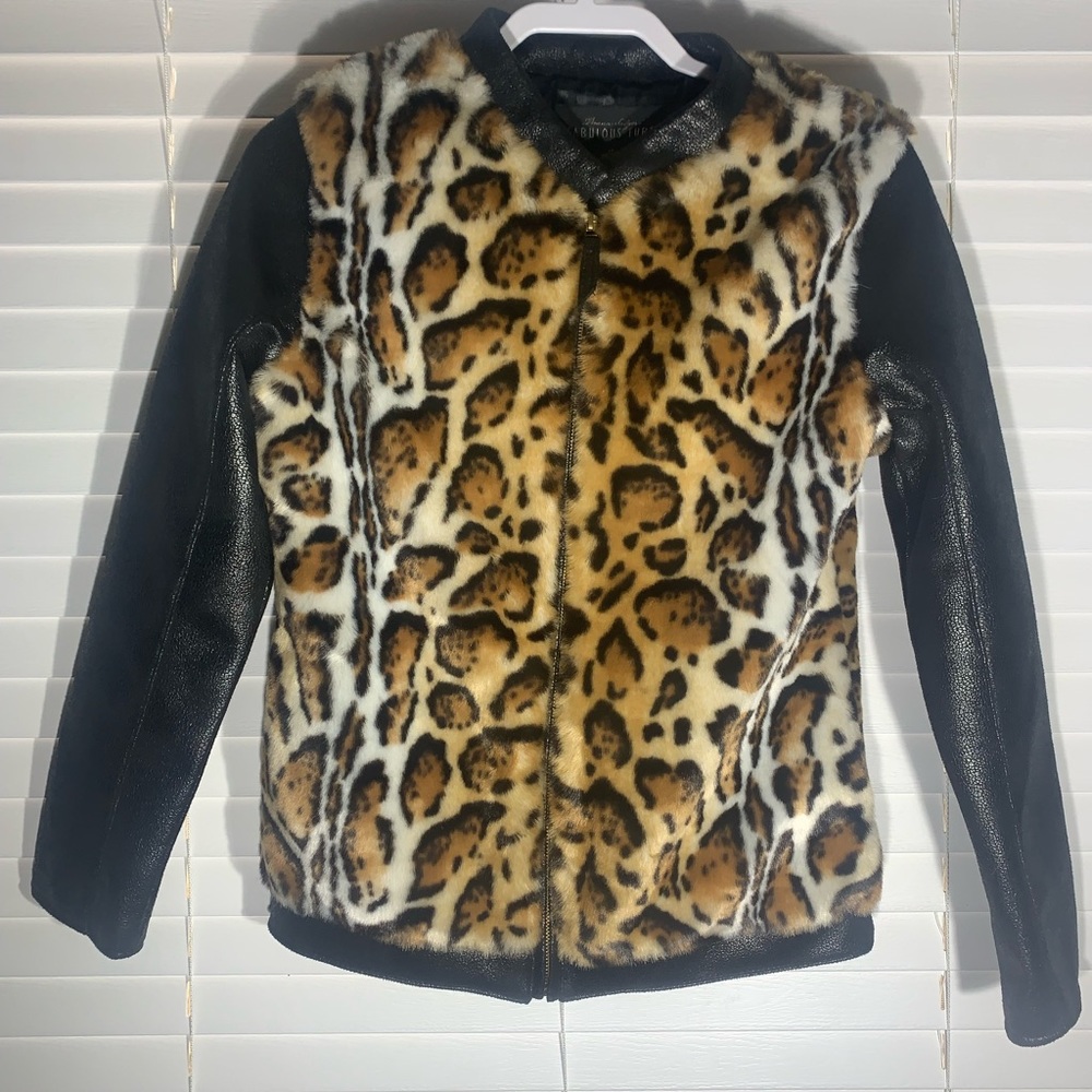 Donna Salyers' leopard print faux fur jacket/coat Size XS